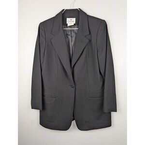 Courtenay Women's Black Wool Blazer 8 Pockets Notch Lapel Single-Breasted Button